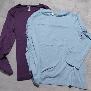 NEW Pair Womens 2XL Long Sleeve UPF 50+UV Sun Protection Shirts Purple Blue